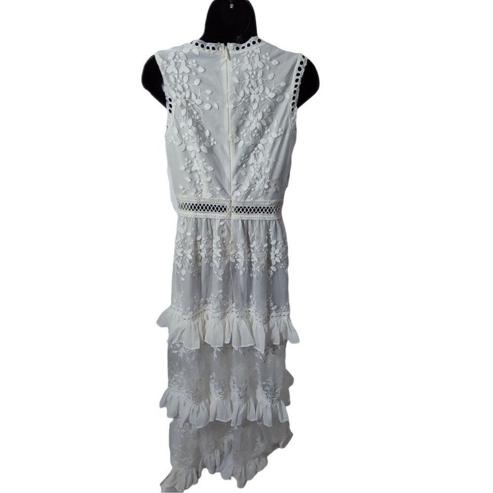 AQUA Embroidered Flounce Lace Sheer Maxi - Picture 7 of 9